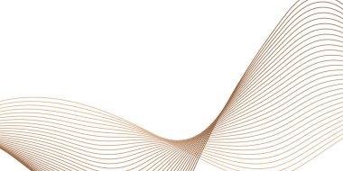 Pankart dalgalarıyla soyut arkaplan. Orta boy pankart. Çizgileri olan vektör arkaplanı. Tasarım elementi beyazda izole edildi. Kahverengi renk