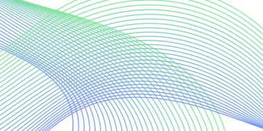 Pankart dalgalarıyla soyut arkaplan. Orta boy pankart. Çizgileri olan vektör arkaplanı. Tasarım elementi beyazda izole edildi. Mavi ve yeşil renkler