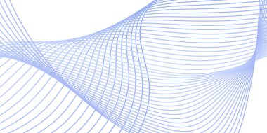 Pankart dalgalarıyla soyut arkaplan. Orta boy pankart. Çizgileri olan vektör arkaplanı. Tasarım elementi beyazda izole edildi. Mavi renk