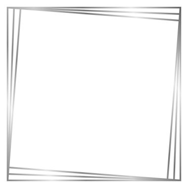 Gümüş metal çerçeve beyaza izole edilmiş. Metin, fotoğraf, sertifika, resimler, diploma, kart, davetiye için vektör çerçevesi. Kare lüks çerçeve 
