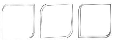 Beyaza izole edilmiş gümüş metal çerçeveler. Metin, fotoğraf, sertifika, resimler, diploma, kart, davetiye için vektör çerçevesi. Kare lüks çerçeveler
