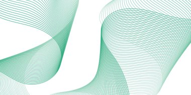 Pankart dalgalarıyla soyut arkaplan. Orta boy pankart. Çizgileri olan vektör arkaplanı. Tasarım elementi beyazda izole edildi. Yeşil renk. Eko, doğa, bahar