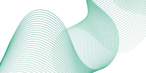 Pankart dalgalarıyla soyut arkaplan. Orta boy pankart. Çizgileri olan vektör arkaplanı. Tasarım elementi beyazda izole edildi. Yeşil renk. Eko, doğa, bahar