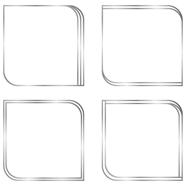 Set Silver Metal Frames Isolated White Vector Frame Text Photo — Stock Vector