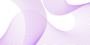 Pankart dalgalarıyla soyut arkaplan. Orta boy pankart. Çizgileri olan vektör arkaplanı. Tasarım elementi beyazda izole edildi. Mor ve beyaz renkler. Pembe. Güzel, kızlar.