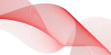 Pankart dalgalarıyla soyut arkaplan. Orta boy pankart. Çizgileri olan vektör arkaplanı. Tasarım elementi beyazda izole edildi. Kırmızı renk. Güzellik, moda, kızlar, kadınlar, aşk