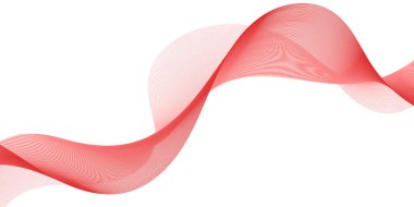 Pankart dalgalarıyla soyut arkaplan. Orta boy pankart. Çizgileri olan vektör arkaplanı. Tasarım elementi beyazda izole edildi. Kırmızı renk. Güzellik, moda, kızlar, kadınlar, aşk