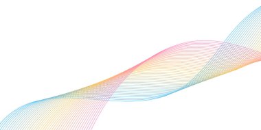 Pankart dalgalarıyla soyut arkaplan. Orta boy pankart. Çizgileri olan vektör arkaplanı. Tasarım elementi beyazda izole edildi. Renkli