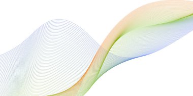 Pankart dalgalarıyla soyut arkaplan. Orta boy pankart. Çizgileri olan vektör arkaplanı. Tasarım elementi beyazda izole edildi. Renkli