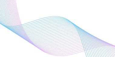 Pankart dalgalarıyla soyut arkaplan. Orta boy pankart. Çizgileri olan vektör arkaplanı. Tasarım elementi beyazda izole edildi. Renkli. Pembe ve mavi arkaplan