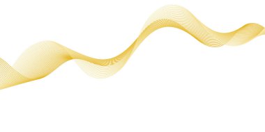 Pankart dalgalarıyla soyut arkaplan. Orta boy pankart. Çizgileri olan vektör arkaplanı. Tasarım elementi beyazda izole edildi. Sarı ve turuncu renkler. Güneş, yaz, bahar