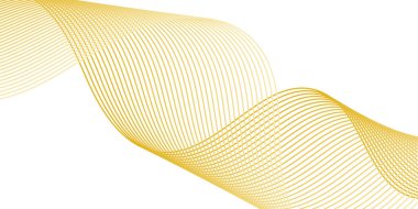 Pankart dalgalarıyla soyut arkaplan. Orta boy pankart. Çizgileri olan vektör arkaplanı. Tasarım elementi beyazda izole edildi. Sarı ve turuncu renkler. Güneş, yaz, bahar