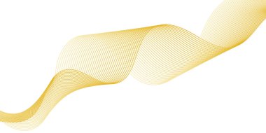 Pankart dalgalarıyla soyut arkaplan. Orta boy pankart. Çizgileri olan vektör arkaplanı. Tasarım elementi beyazda izole edildi. Sarı ve turuncu renkler. Güneş, yaz, bahar