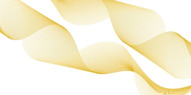 Pankart dalgalarıyla soyut arkaplan. Orta boy pankart. Çizgileri olan vektör arkaplanı. Tasarım elementi beyazda izole edildi. Sarı ve turuncu renkler. Güneş, yaz, bahar