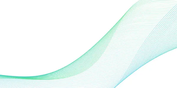 Pankart dalgalarıyla soyut arkaplan. Orta boy pankart. Çizgileri olan vektör arkaplanı. Tasarım elementi beyazda izole edildi. Yeşil ve mavi renk. Su, okyanus, doğa, eko