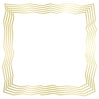 Altın metal çerçeve beyaza izole edilmiş. Fotoğraf, resim ve metin için vektör eğimli çerçeve. Kare kare 