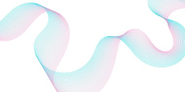 Pankart dalgalarıyla soyut arkaplan. Orta boy pankart. Çizgileri olan vektör arkaplanı. Tasarım elementi beyazda izole edildi. Pembe ve mavi. Kız ya da erkek. Tatil