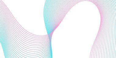 Pankart dalgalarıyla soyut arkaplan. Orta boy pankart. Çizgileri olan vektör arkaplanı. Tasarım elementi beyazda izole edildi. Pembe ve mavi. Kız ya da erkek. Tatil