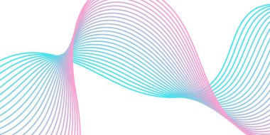 Pankart dalgalarıyla soyut arkaplan. Orta boy pankart. Çizgileri olan vektör arkaplanı. Tasarım elementi beyazda izole edildi. Pembe ve mavi. Kız ya da erkek. Tatil