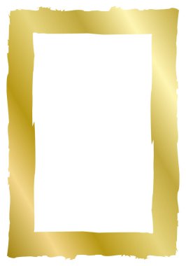 Altın dikdörtgen çerçeve beyaza izole edilmiş. Eski bir çerçeve. Metin, fotoğraf, sertifika, resim, diploma için vektör çerçevesi. Altın, metal, lüks