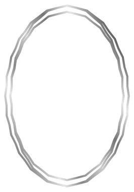 Gümüş oval metal çerçeve beyaza izole edilmiş. Fotoğraf için vektör çerçevesi. Metin, sertifika, resim, diploma çerçevesi