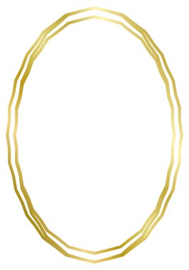 Altın metal oval çerçeve beyaza izole edilmiş. Fotoğraf için vektör çerçevesi. Metin, sertifika, resim, diploma çerçevesi