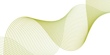 Pankart dalgalarıyla soyut arkaplan. Orta boy pankart. Çizgileri olan vektör arkaplanı. Tasarım elementi beyazda izole edildi. Yeşil renk. Eko, doğa.