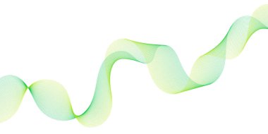 Pankart dalgalarıyla soyut arkaplan. Orta boy pankart. Çizgileri olan vektör arkaplanı. Tasarım elementi beyazda izole edildi. Yeşil renk. Eko, doğa. Kozmetik