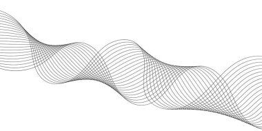 Pankart dalgalarıyla soyut arkaplan. Orta boy pankart. Çizgileri olan vektör arkaplanı. Tasarım elementi beyazda izole edildi. Siyah