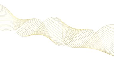 Sancak için altın dalgalarla soyut bir arkaplan. Orta boy pankart. Çizgileri olan vektör arkaplanı. Tasarım elementi beyazda izole edildi. Altın, metal, lüks. Tatil, kutlama, kart.