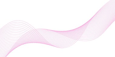 Pankart dalgalarıyla soyut arkaplan. Orta boy pankart. Çizgileri olan vektör arkaplanı. Tasarım elementi beyazda izole edildi. Pembe renk. Güzellik, kızlar. Sevgililer Günü