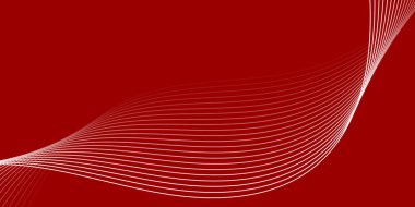 Pankart dalgalarıyla soyut arkaplan. Orta boy pankart. Çizgileri olan vektör arkaplanı. Tasarım elementi kırmızıda izole edildi. Beyaz ve kırmızı. Sevgililer Günü