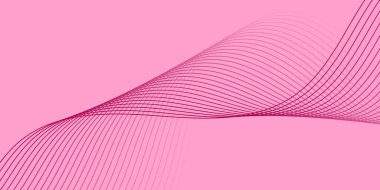 Pankart dalgalarıyla soyut arkaplan. Orta boy pankart. Çizgileri olan vektör arkaplanı. Tasarım elementi pembeye izole edildi. Pembe. Sevgililer Günü