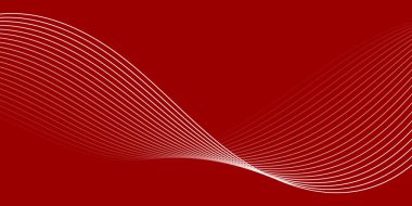 Pankart dalgalarıyla soyut arkaplan. Orta boy pankart. Çizgileri olan vektör arkaplanı. Tasarım elementi kırmızıda izole edildi. Beyaz ve kırmızı. Sevgililer Günü