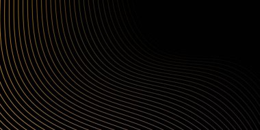 Pankart dalgalarıyla soyut arkaplan. Orta boy pankart. Çizgileri olan vektör arkaplanı. Tasarım elementi siyahta izole edildi. Siyah ve renkli.