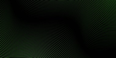 Pankart dalgalarıyla soyut arkaplan. Orta boy pankart. Çizgileri olan vektör arkaplanı. Tasarım elementi siyahta izole edildi. Siyah ve mavi. Doğa, eko 