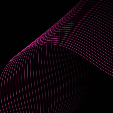 Abstract background with lines. Vector background with waves. Background for music album, poster, card, advertisement. Element for design isolated on black. Pink and black. Valentine's Day