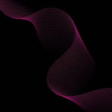 Abstract background with lines. Vector background with waves. Background for music album, poster, card, advertisement. Element for design isolated on black. Pink and black. Valentine's Day