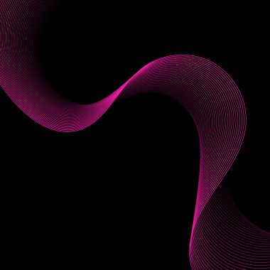 Abstract background with lines. Vector background with waves. Background for music album, poster, card, advertisement. Element for design isolated on black. Pink and black. Valentine's Day