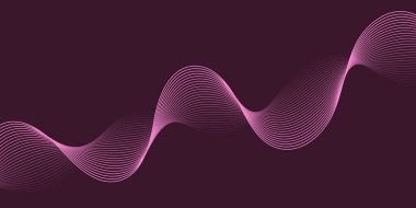 Pankart dalgalarıyla soyut arkaplan. Orta boy pankart. Çizgileri olan vektör arkaplanı. Tasarım elementi koyu pembe üzerine izole edilmiş. Pembe renk. Broşür, kitapçık.