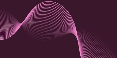 Pankart dalgalarıyla soyut arkaplan. Orta boy pankart. Çizgileri olan vektör arkaplanı. Tasarım elementi koyu pembe üzerine izole edilmiş. Pembe renk. Broşür, kitapçık.