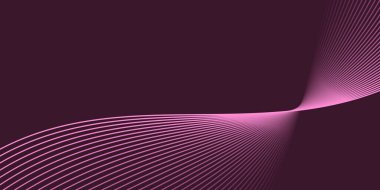 Pankart dalgalarıyla soyut arkaplan. Orta boy pankart. Çizgileri olan vektör arkaplanı. Tasarım elementi koyu pembe üzerine izole edilmiş. Pembe renk. Broşür, kitapçık.