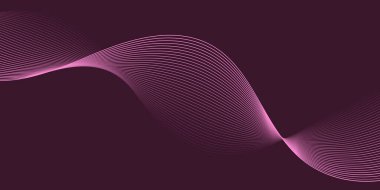 Pankart dalgalarıyla soyut arkaplan. Orta boy pankart. Çizgileri olan vektör arkaplanı. Tasarım elementi koyu pembe üzerine izole edilmiş. Pembe renk. Broşür, kitapçık.