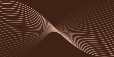 Pankart dalgalarıyla soyut arkaplan. Orta boy pankart. Çizgileri olan vektör arkaplanı. Kahverengide izole edilmiş tasarım elementi. Kahverengi renk. Broşür, kitapçık.