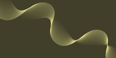 Pankart dalgalarıyla soyut arkaplan. Orta boy pankart. Çizgileri olan vektör arkaplanı. Tasarım elementi yeşilde izole edildi. Behr Eastern Bambu, sarı renk. Broşür, kitapçık.