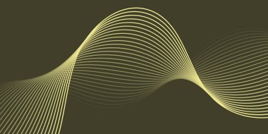 Pankart dalgalarıyla soyut arkaplan. Orta boy pankart. Çizgileri olan vektör arkaplanı. Tasarım elementi yeşilde izole edildi. Behr Eastern Bambu, sarı renk. Broşür, kitapçık.