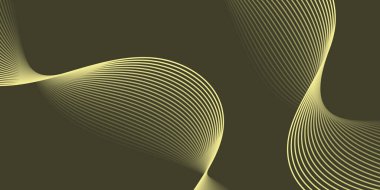 Pankart dalgalarıyla soyut arkaplan. Orta boy pankart. Çizgileri olan vektör arkaplanı. Tasarım elementi yeşilde izole edildi. Behr Eastern Bambu, sarı renk. Broşür, kitapçık.