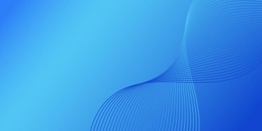 Pankart dalgalarıyla soyut arkaplan. Orta boy pankart. Çizgileri olan vektör arkaplanı. Mavi renk. Su, okyanus, kış. Broşür, kitapçık.