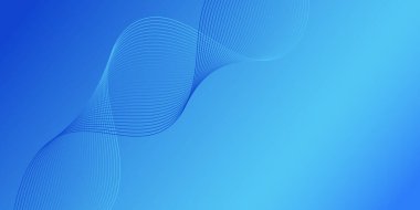 Pankart dalgalarıyla soyut arkaplan. Orta boy pankart. Çizgileri olan vektör arkaplanı. Mavi renk. Su, okyanus, kış. Broşür, kitapçık.