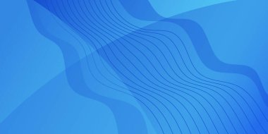 Pankart dalgalarıyla soyut arkaplan. Orta boy pankart. Çizgiler ve şekillerle vektör arkaplanı. Mavi renk. Su, okyanus, kış. Broşür, kitapçık.